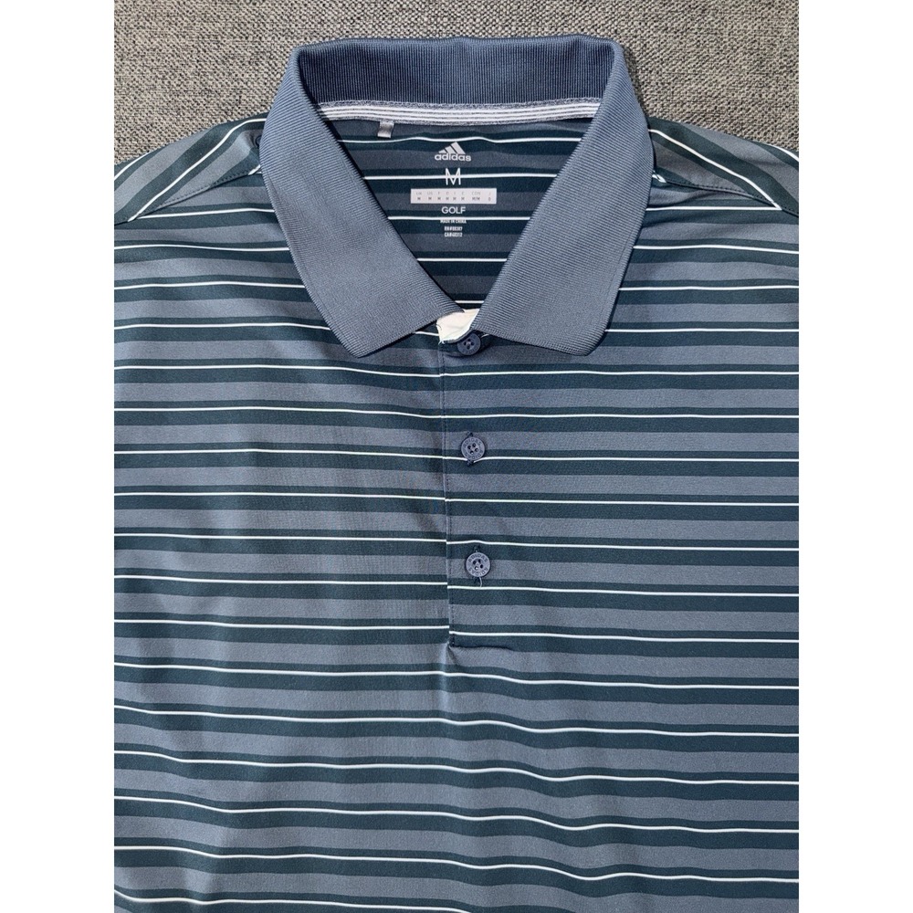 Adidas Golf Polo Shirt Mens Medium Gray Striped Westfields Golf Club Logo